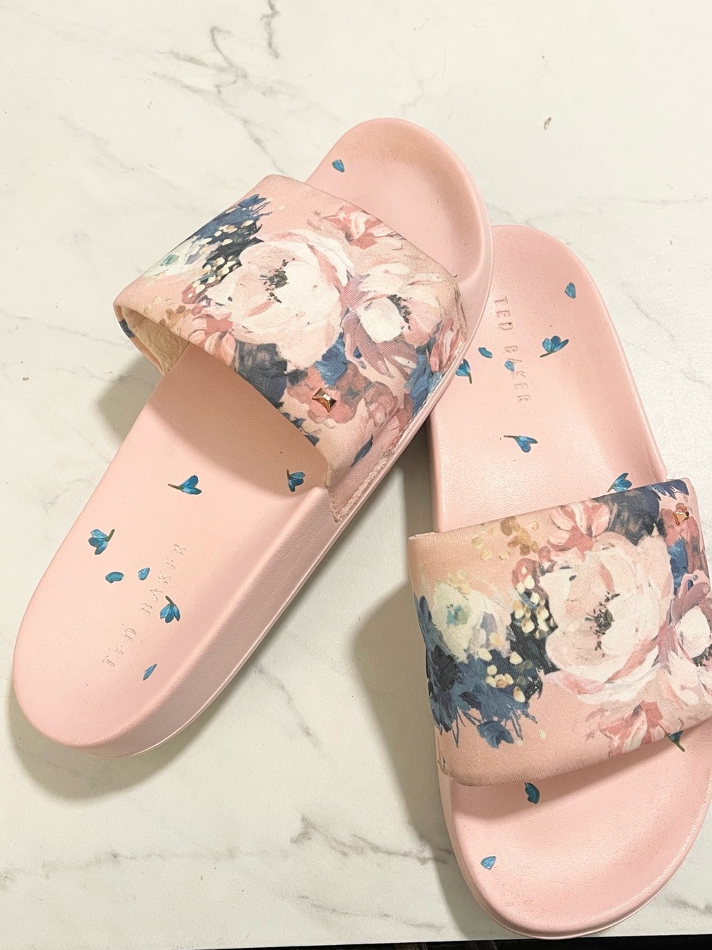 Ted Baker Aveline pink floral slides size 40